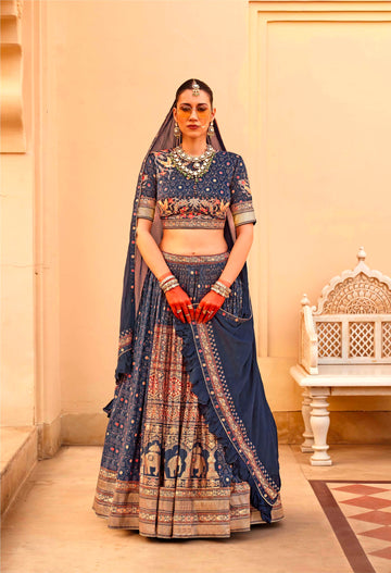 Premium Foil Print Bridal Lehenga Choli with Graceful Dupatta