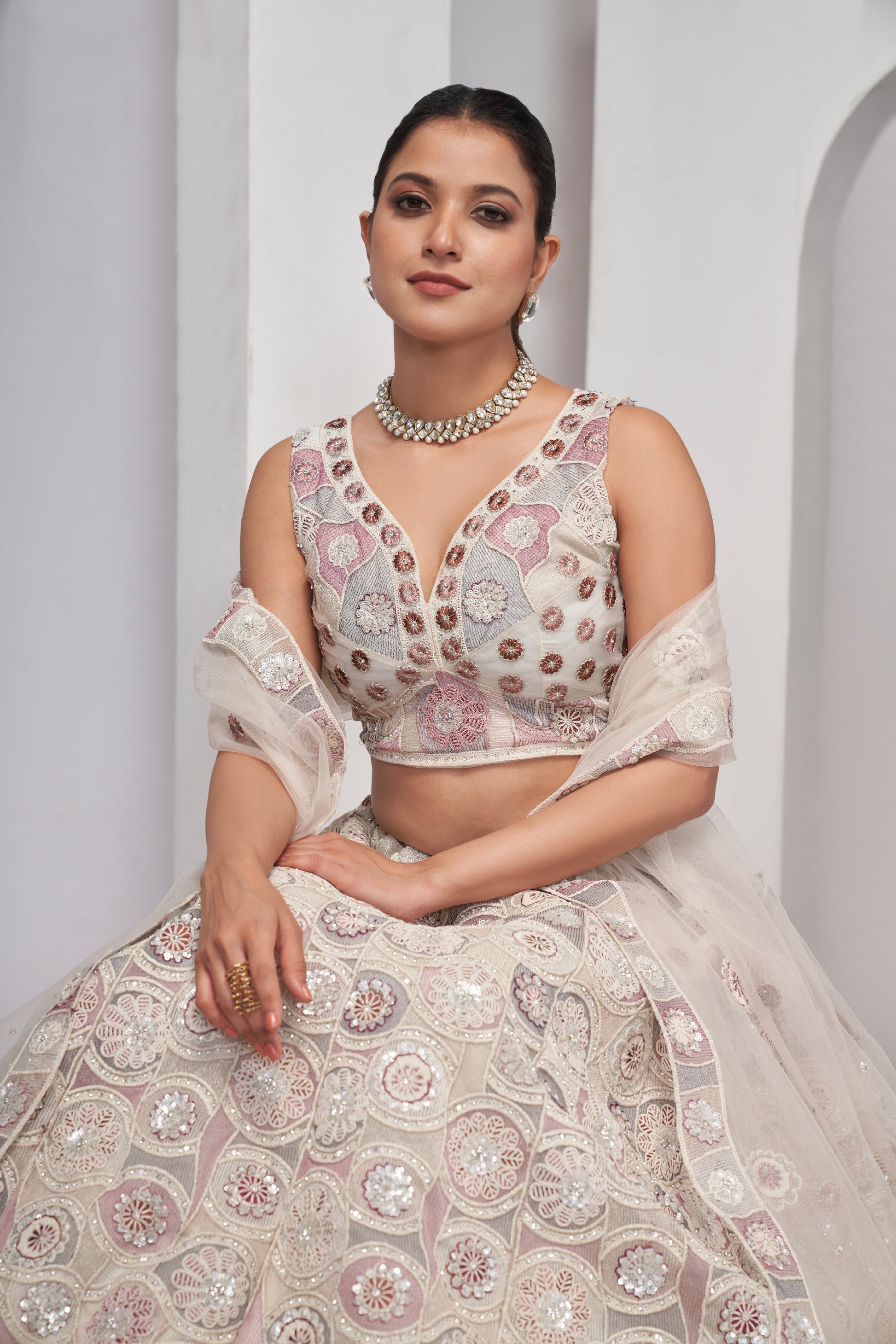 White Lehenga