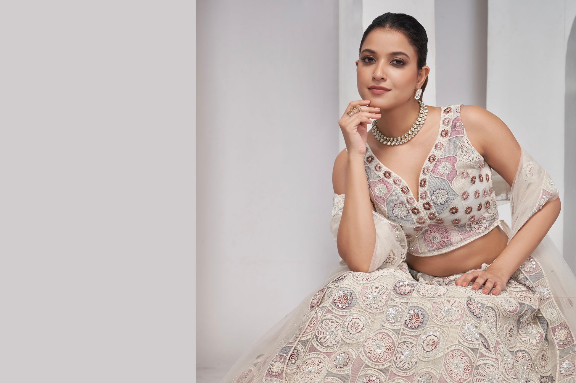 White Lehenga