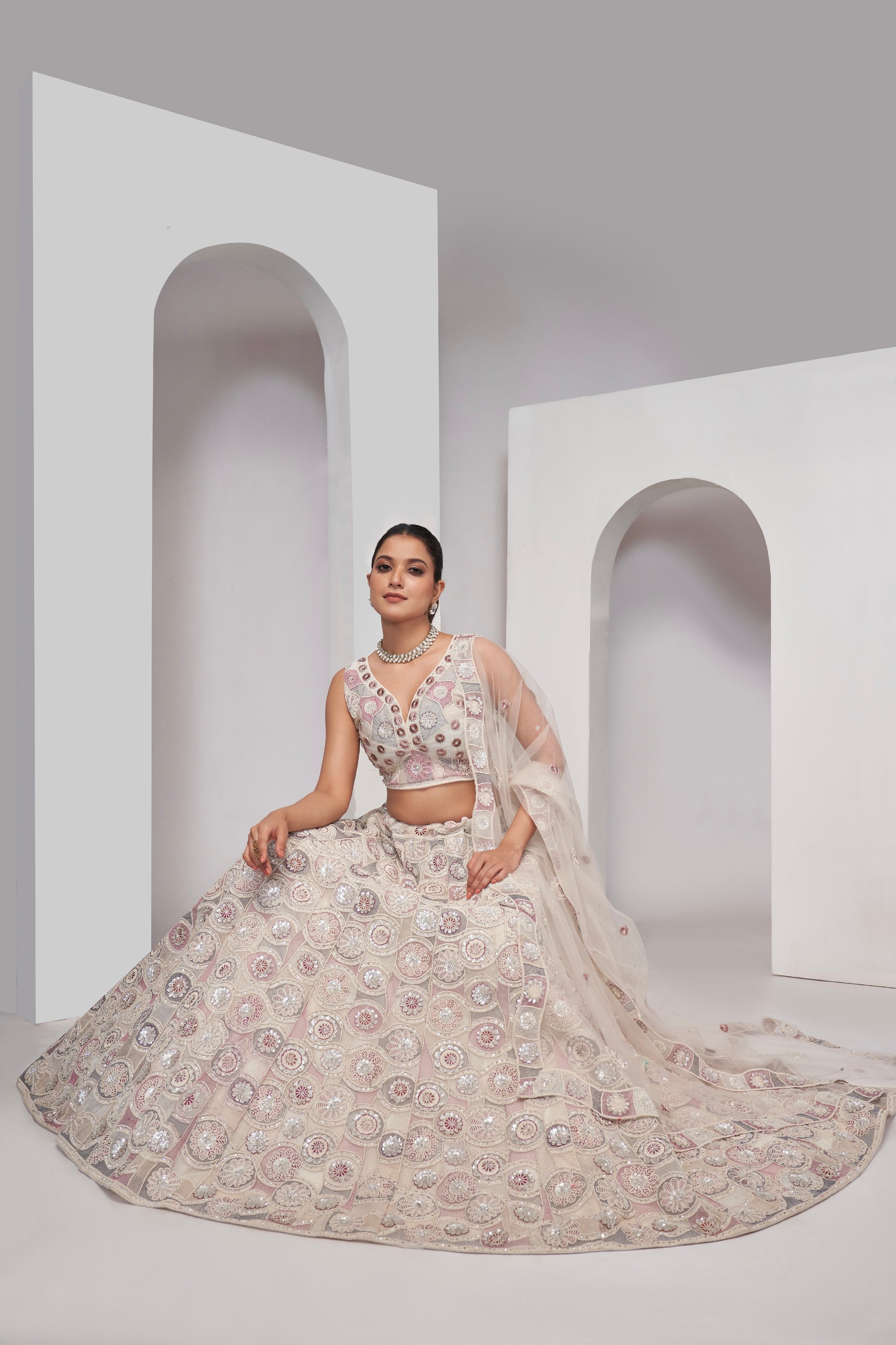 White Lehenga