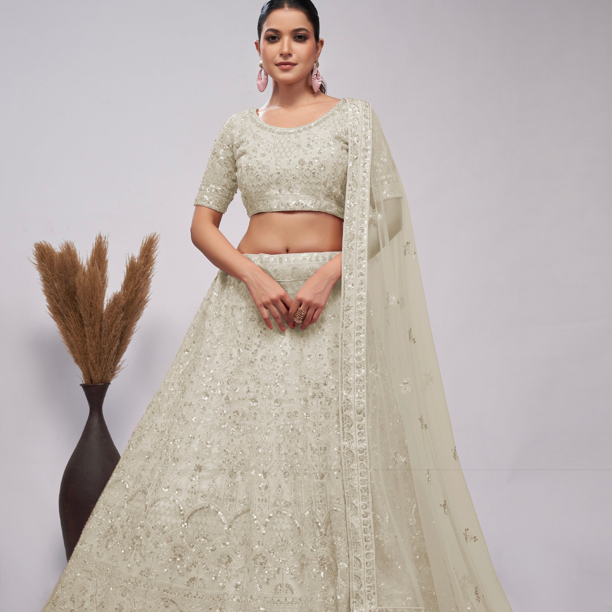 White Lehenga