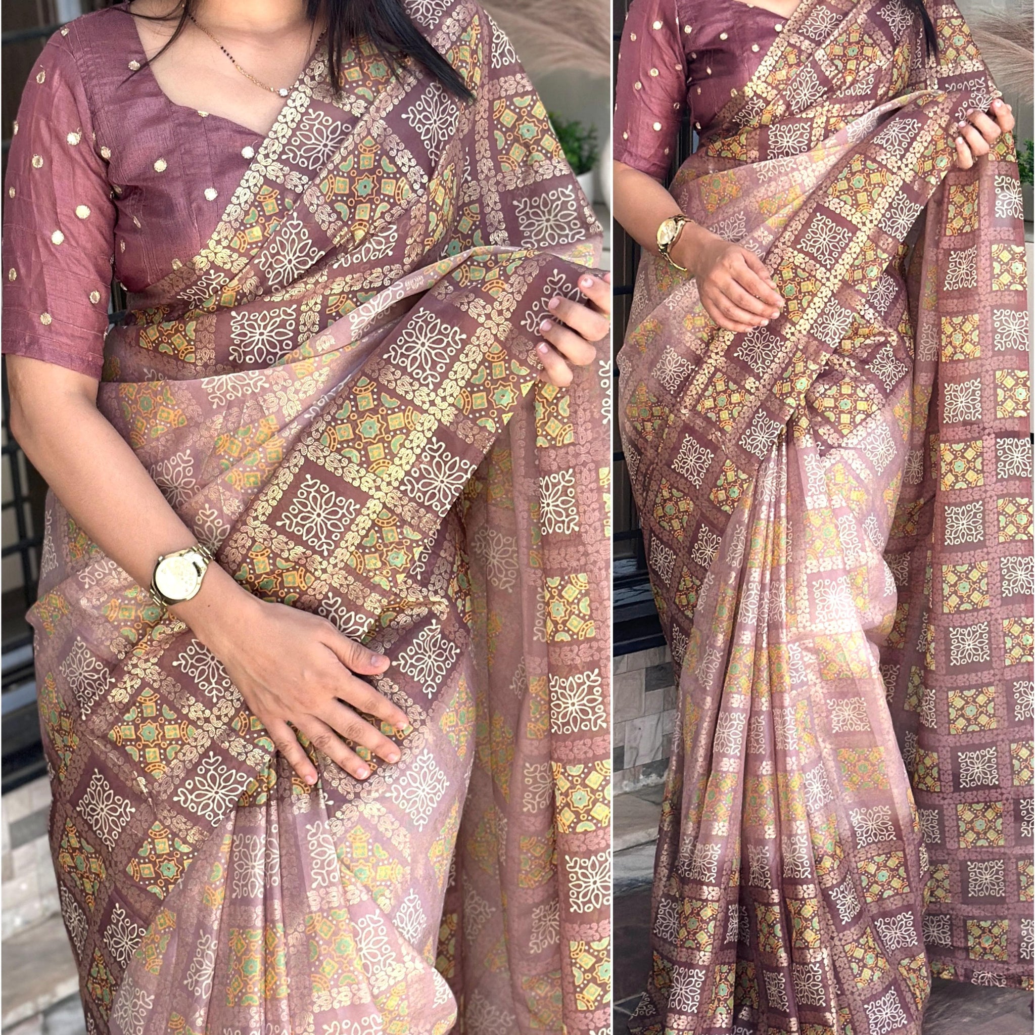 Party Wear Glass Organza Saree