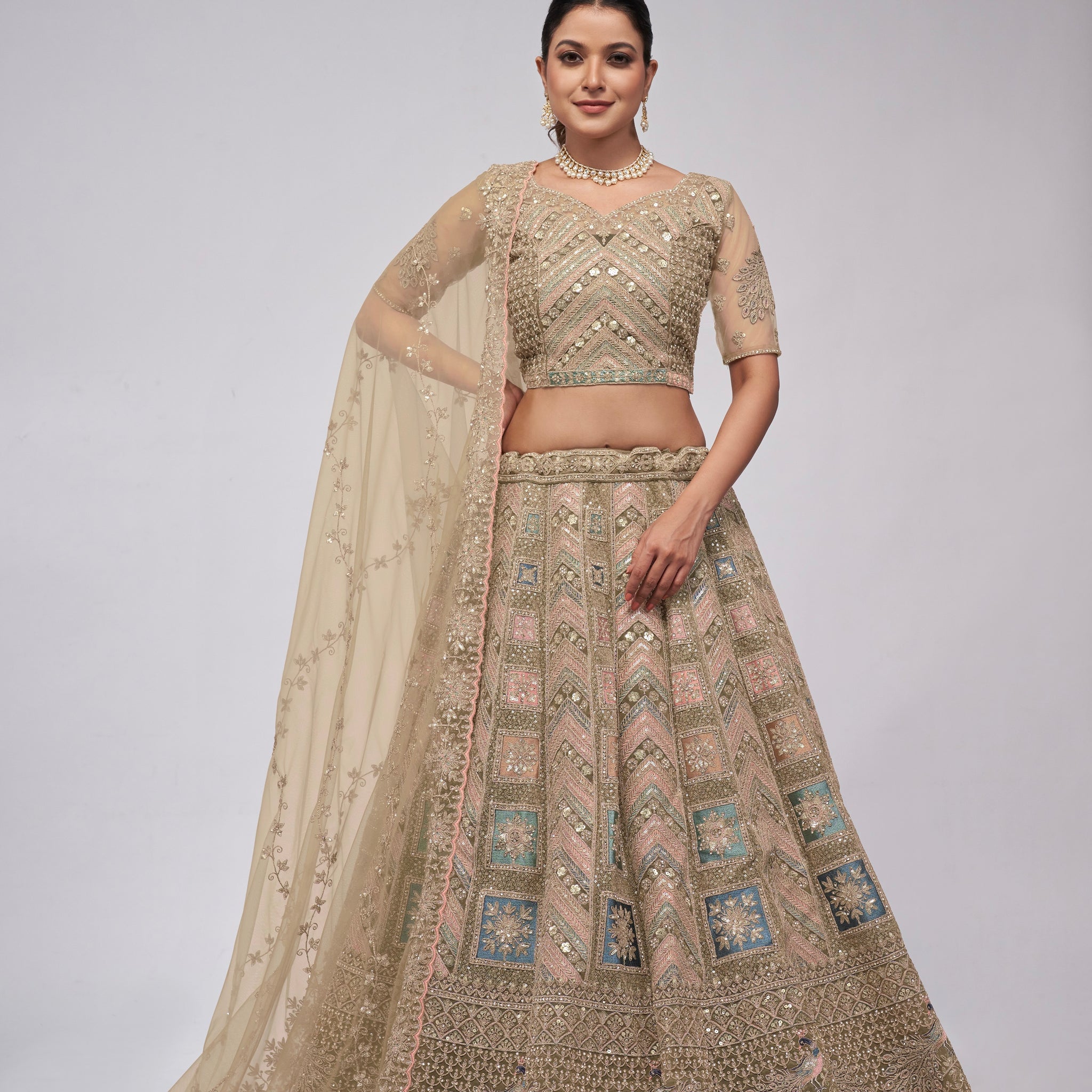 Elegant Golden Bridal Lehenga Set