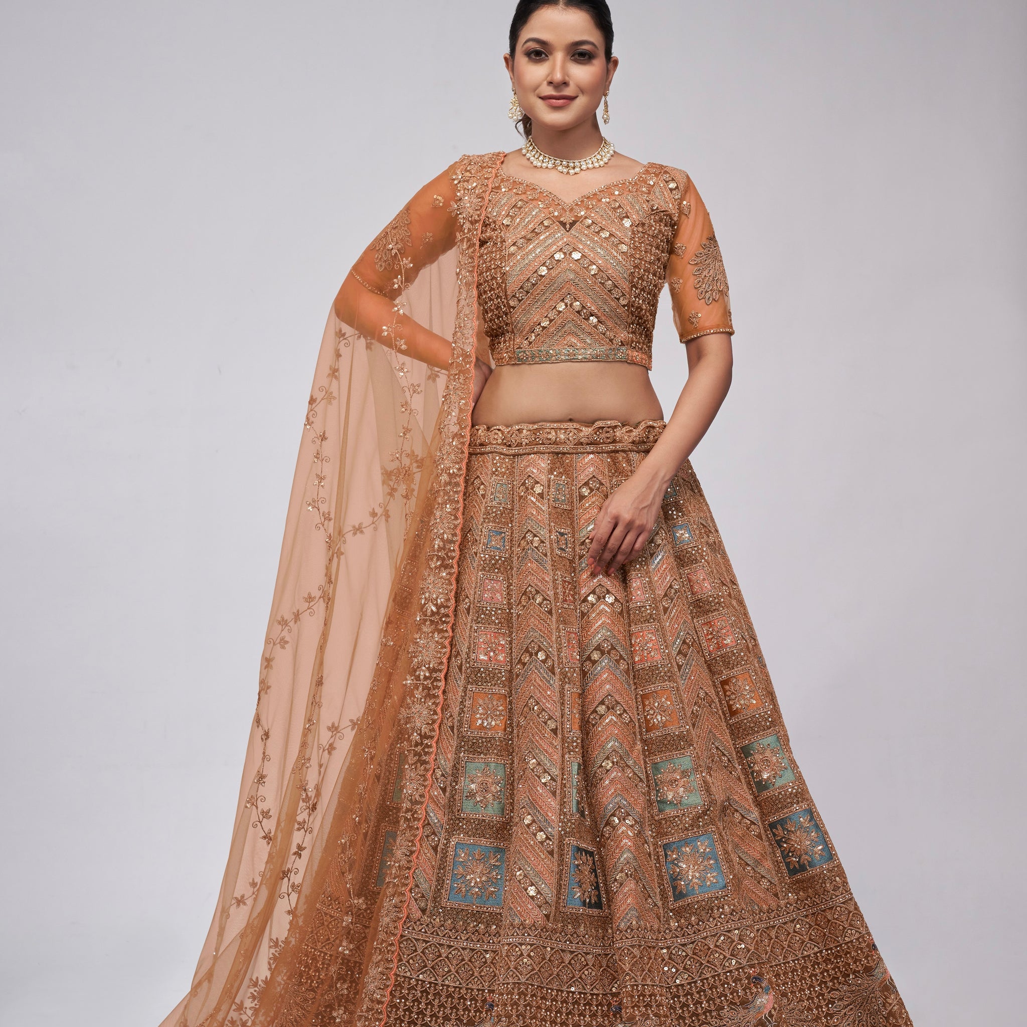 Elegant Rust Bridal Lehenga Set