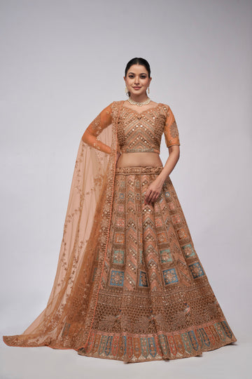 Elegant Rust Bridal Lehenga Set