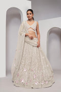 Ivory Paisley Patterned Lehenga with Sequins & Thread Work