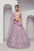 Mauve Paisley Patterned Lehenga with Sequins & Thread Work