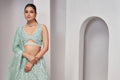 Sky Blue Floral Sequin Lehenga with Soft Net Dupatta