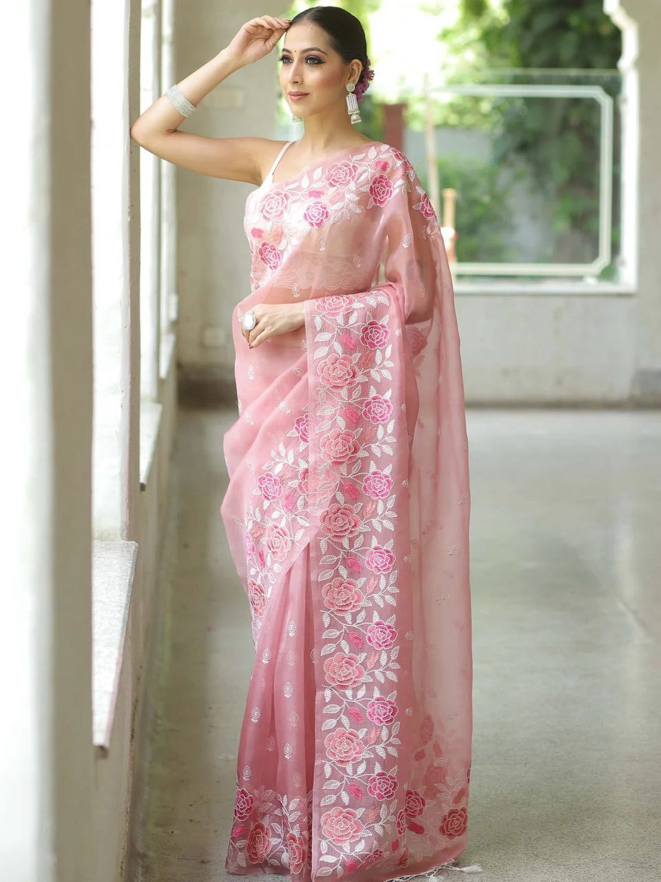 Beautiful Pure Soft Organza Silk Saree With Unstitched shops Blouse For Wedding Party Festive Wear Sari