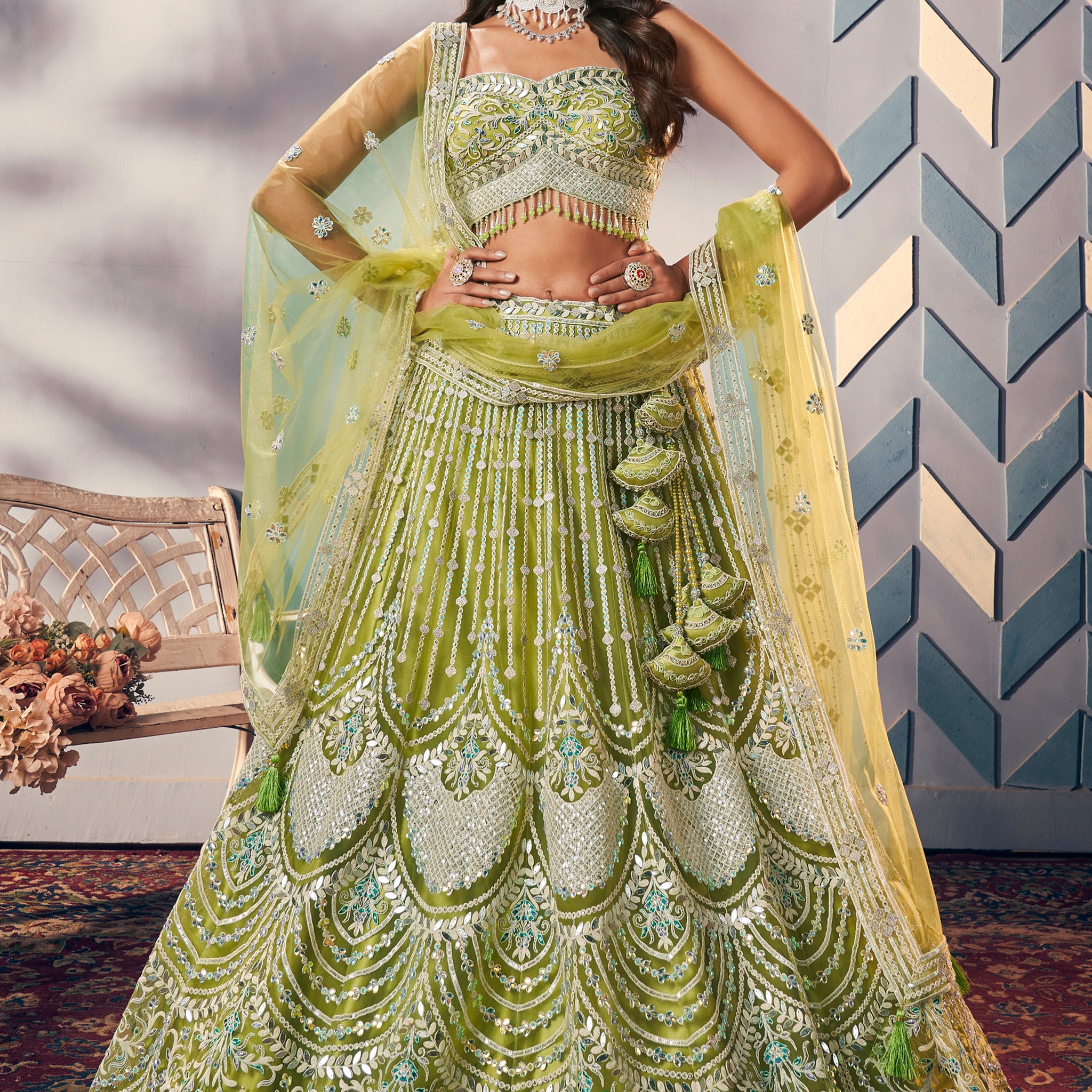 Green Designer Lehenga