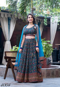 Blue Sequins Chinon Festival Wear Lehenga Choli With Dupatta