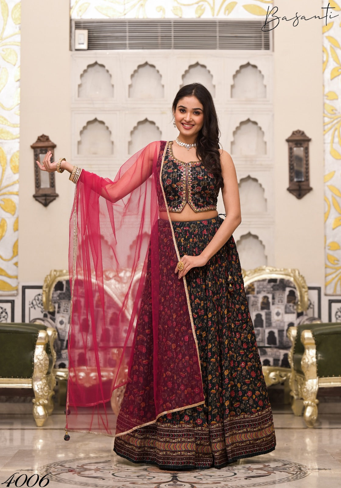 Brown Digital Printed Wedding Lehenga Choli