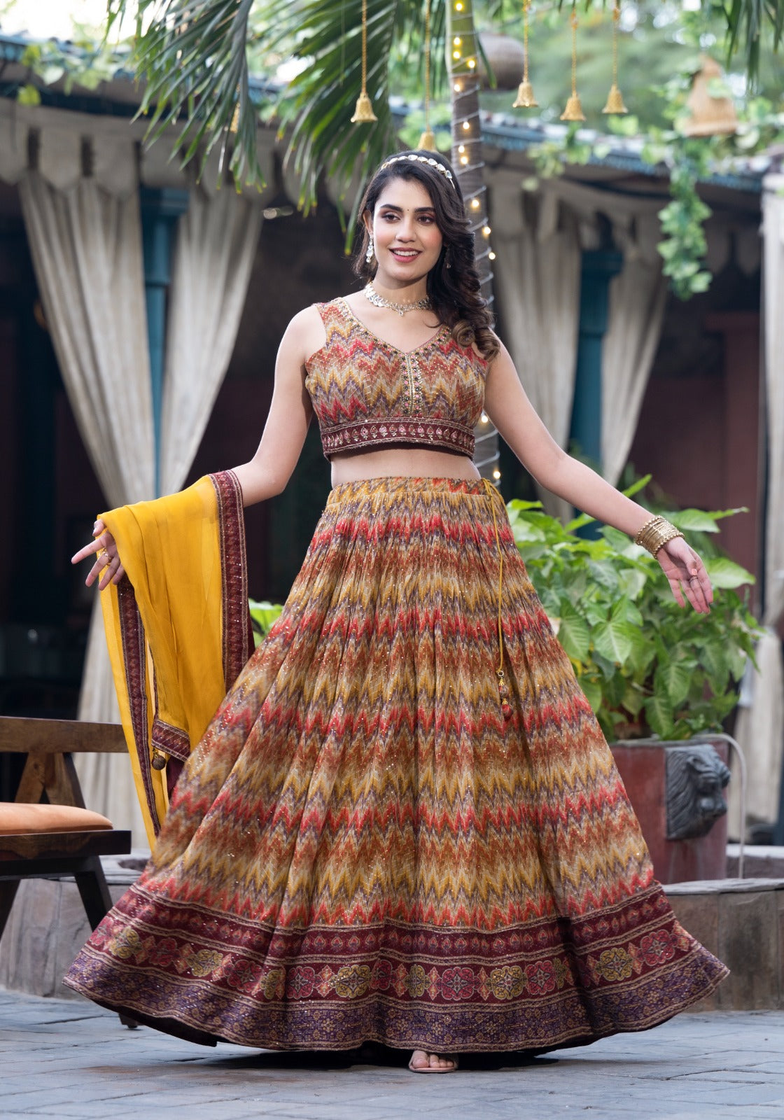 Multi-Color Digital Printed Wedding Lehenga Choli