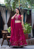 Pink Sequins Chinon Engagement Wear Lehenga Choli 