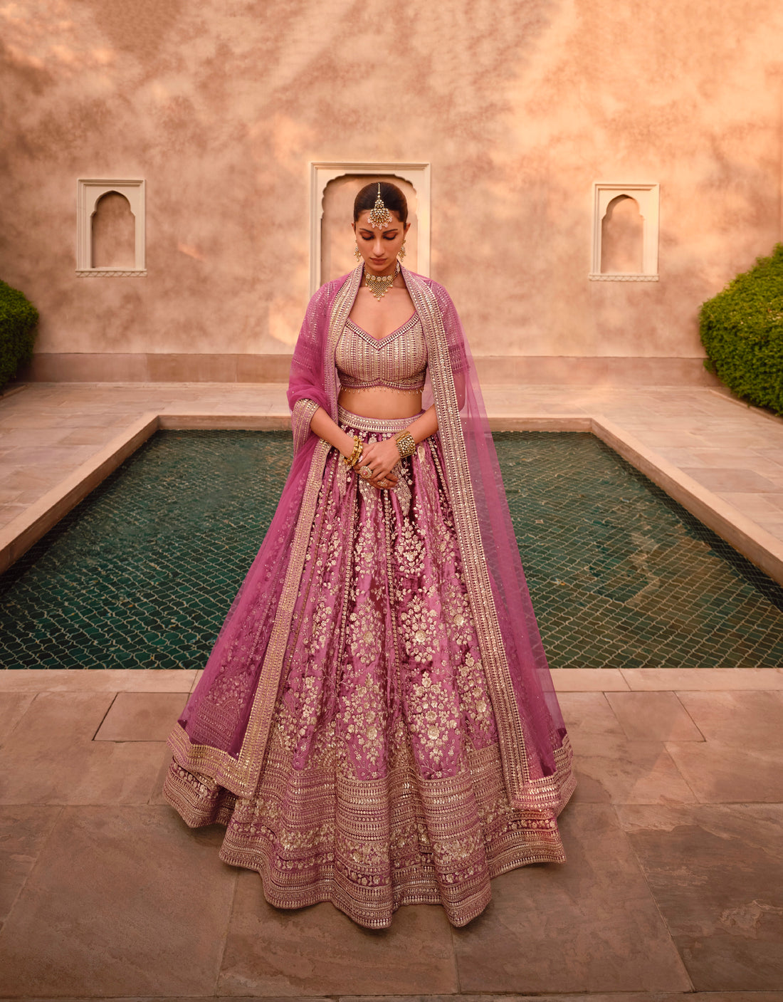 Mauve lehenga choli with handwork blouse and dupatta