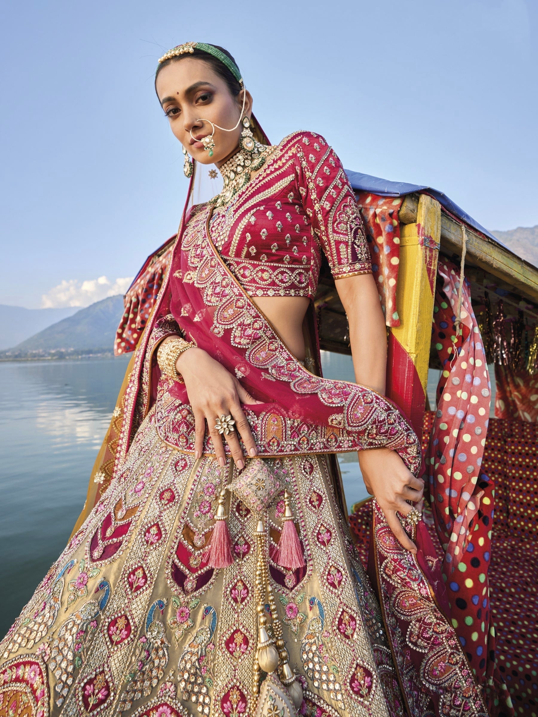 Maroon golden lehenga choli best sale