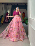 Party Wear Designer Organza Floral Print Lehenga Choli