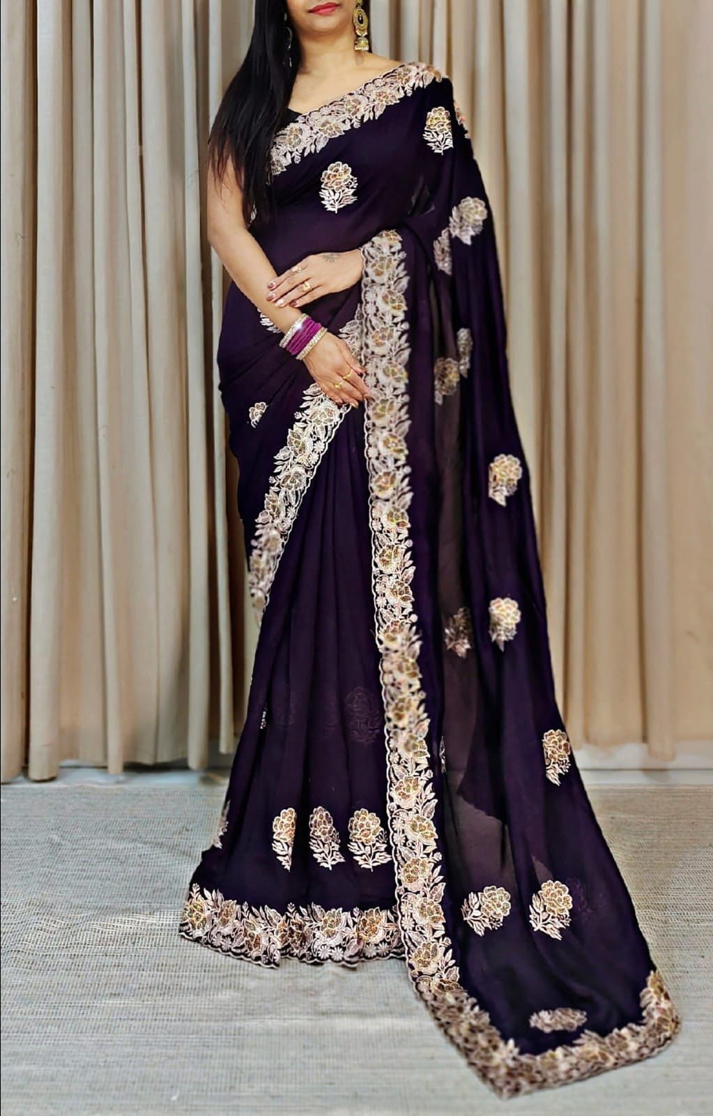 Georgette Sequanc Saree