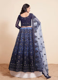 Navy Blue Net Lehenga Choli Set with Heavy Stone Work Embellishment