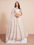 White Net Lehenga Choli Set with Heavy Stone Work Embellishment