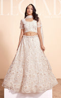 White Net Lehenga Choli Set with Heavy Stone Work Embellishment