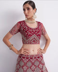 Maroon Net Lehenga Choli Set with Heavy Stone Work Embellishment