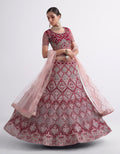 Maroon Net Lehenga Choli Set with Heavy Stone Work Embellishment