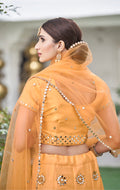 Mustard yellow lehenga choli with mirror work and dupatta