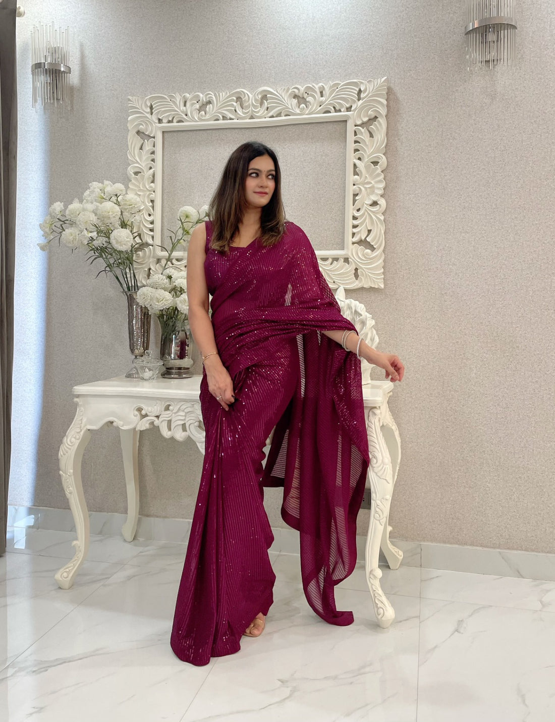 Georgette Sequence Saree