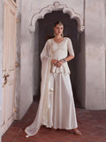 Elegant Off-White Georgette Embroidered Sharara Suit