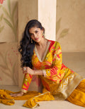 Elegant Yellow Real Chinon Silk Embroidered Sharara Suit with Net Dupatta