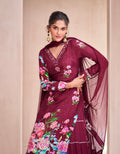 Maroon Muslin Anarkali Suit with hand embellishments.