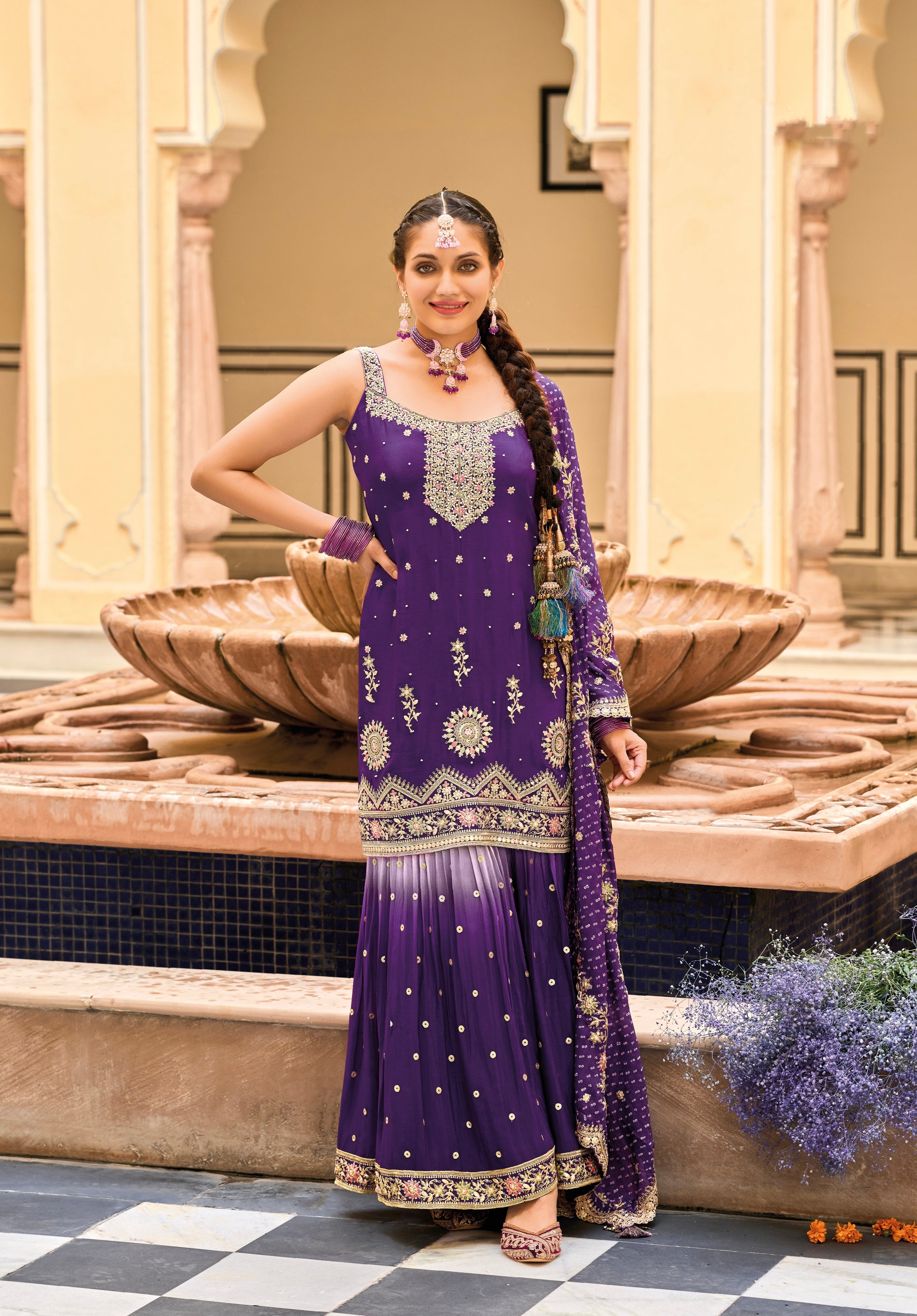 Heavy embroidered palazzo suits best sale