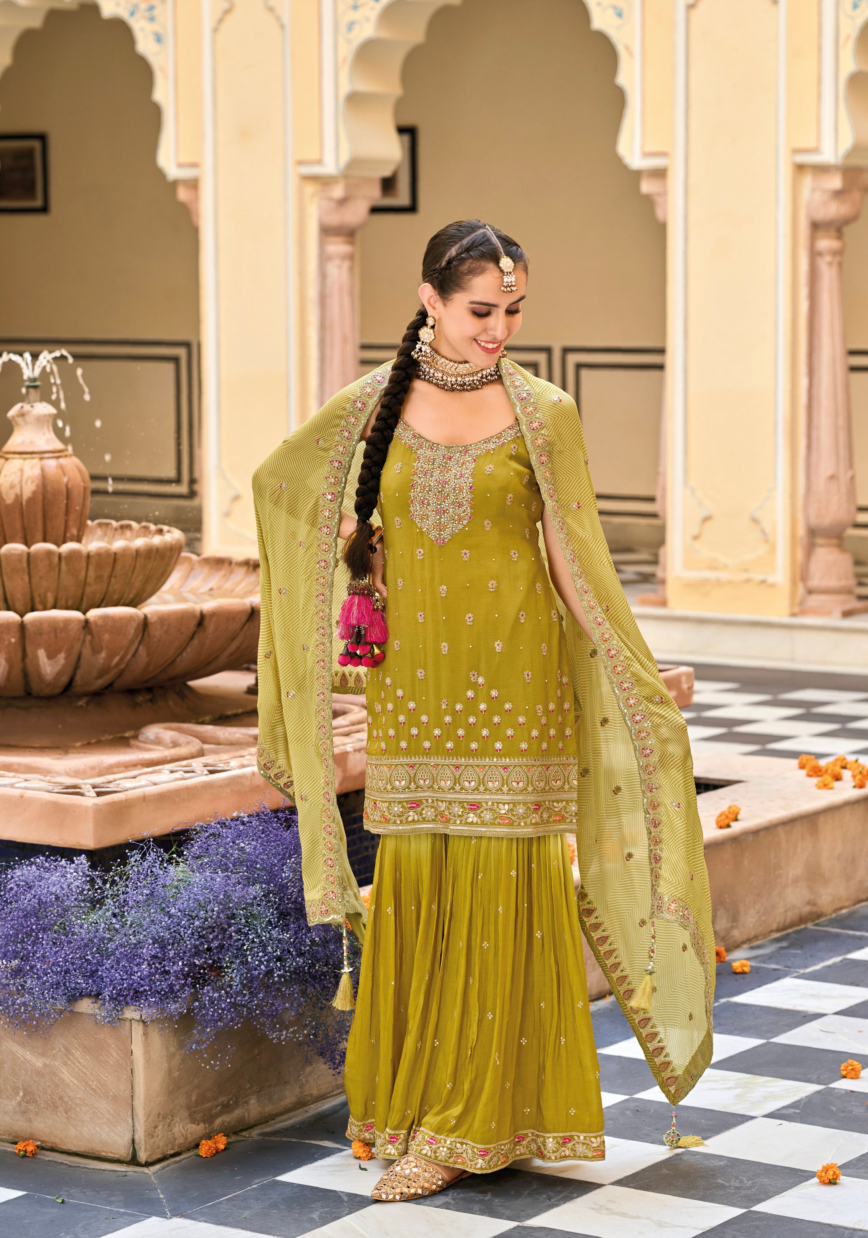 Plazo suits with heavy dupatta best sale