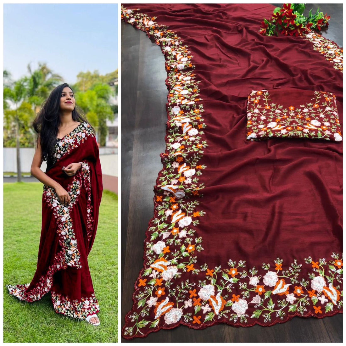 Party Wear Vichitra Silk Saree