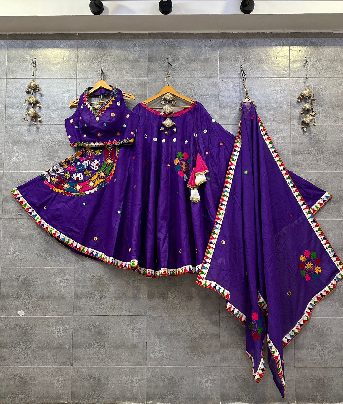 Purple Pure Khadi Cotton Chaniya Choli with Pocket Concept | 8m Flare