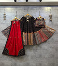 Black and Multicolor Pure Cotton Chaniya Choli with Gamthi Print and Red Dupatta