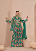 Green Floral Handwork Anarkali Suit with Net Dupatta