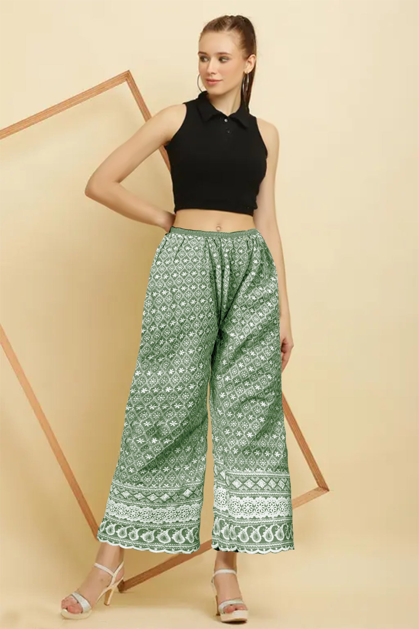 Lucknow Chikankari Pants For Women