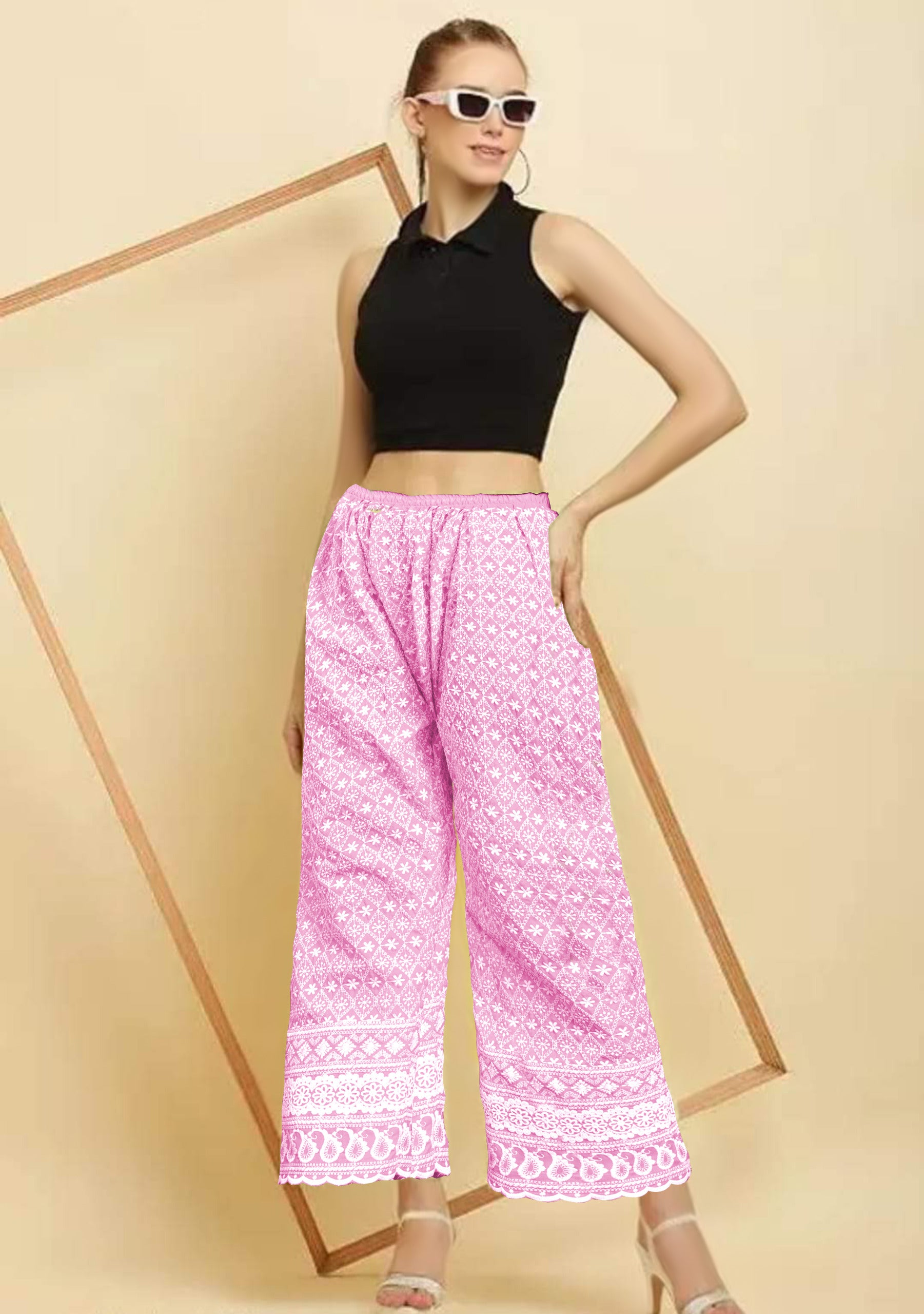 Lucknow Chikankari Pants For Women