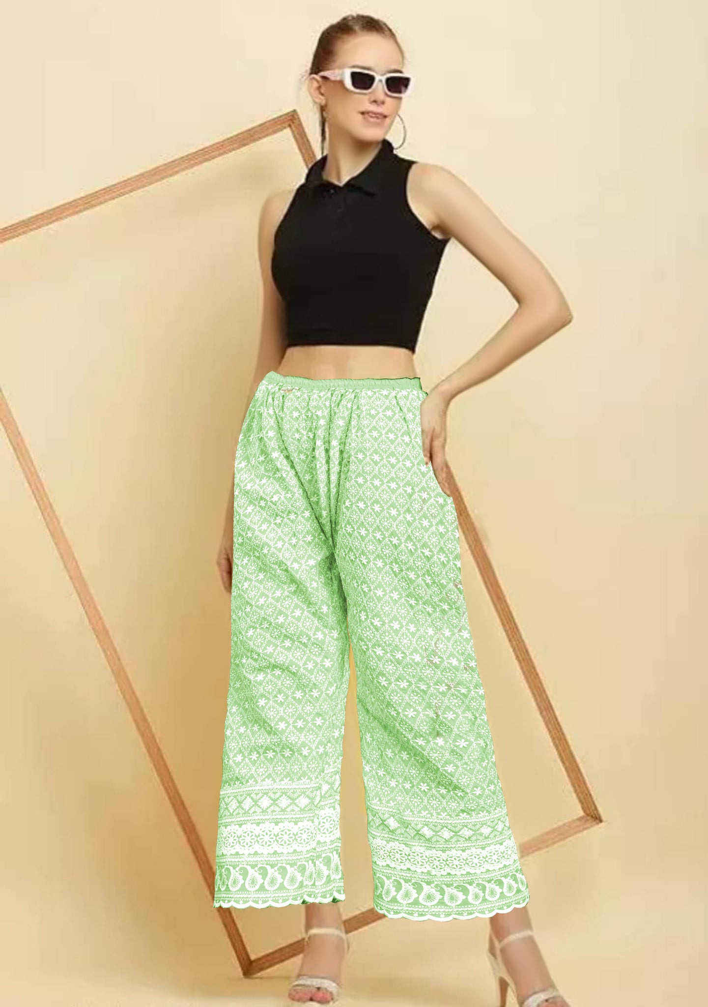 Lucknow Chikankari Pants For Women