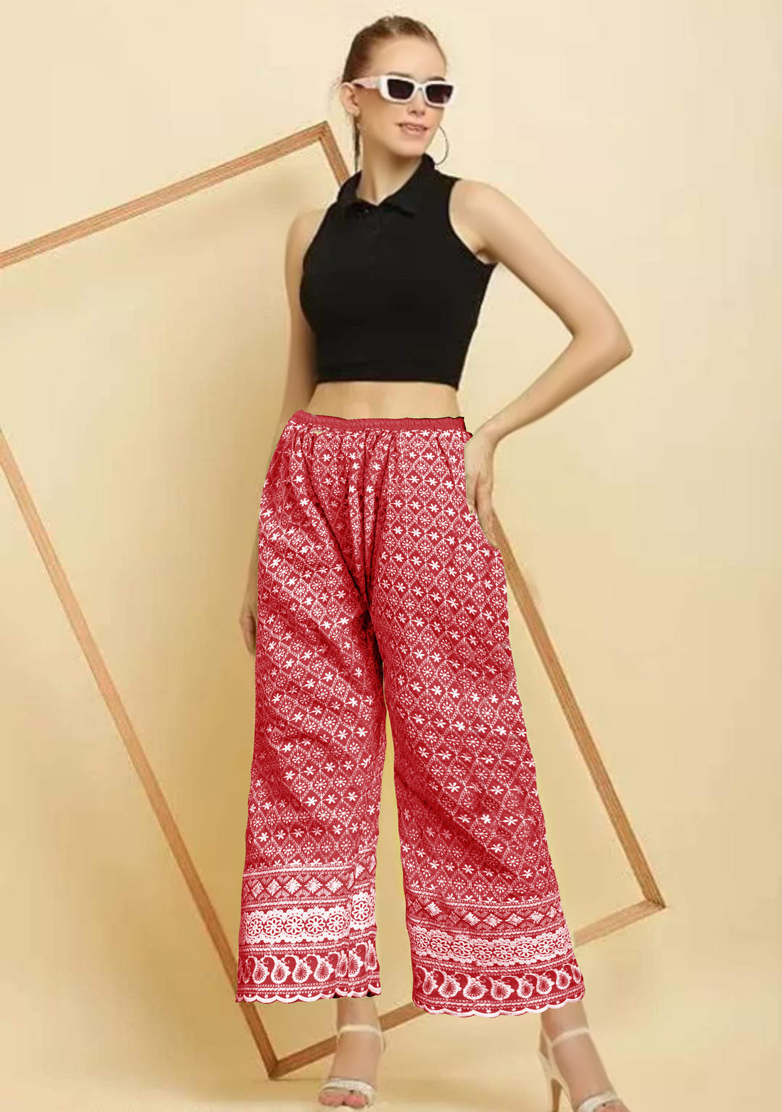 Lucknow Chikankari Pants For Women