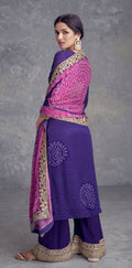 Purple Chinon Palazzo Suit with Embroidery and Mirror Work