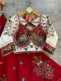 Red Cotton Chaniya Choli with Traditional Embroidery