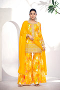 Yellow Festive Sharara Suit with Embroidery & Digital Print