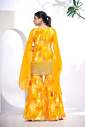 Yellow Festive Sharara Suit with Embroidery & Digital Print