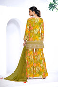 Green Festive Sharara Suit with Embroidery & Digital Print