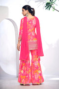 Pink Festive Sharara Suit with Embroidery & Digital Print