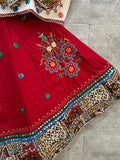 Red Cotton Chaniya Choli with Traditional Embroidery