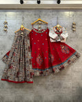 Red Cotton Chaniya Choli with Traditional Embroidery